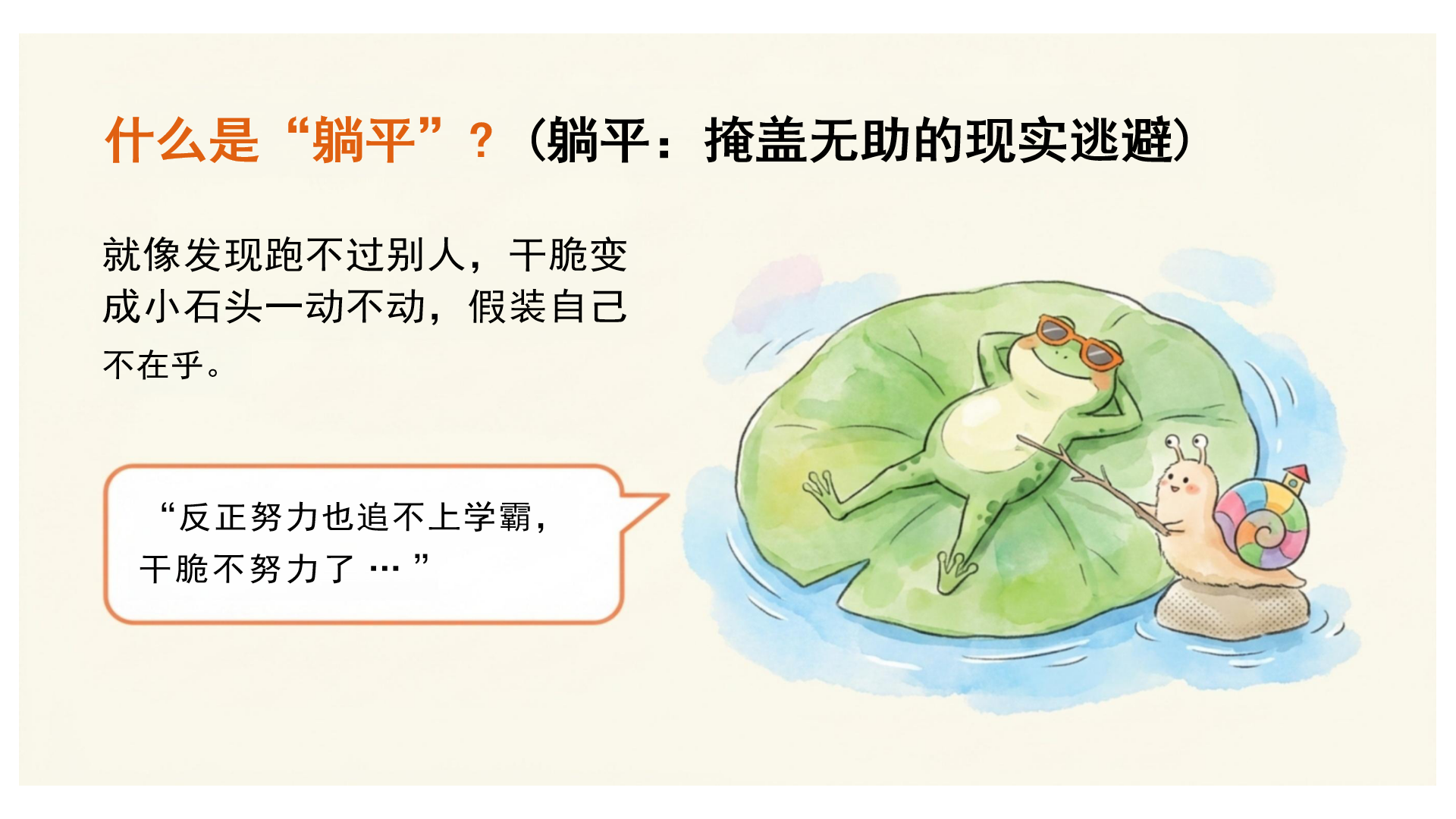 成长教育主题班会PPT模板 卷与躺之外的第三条路 寻找自己 课件素材预览图4