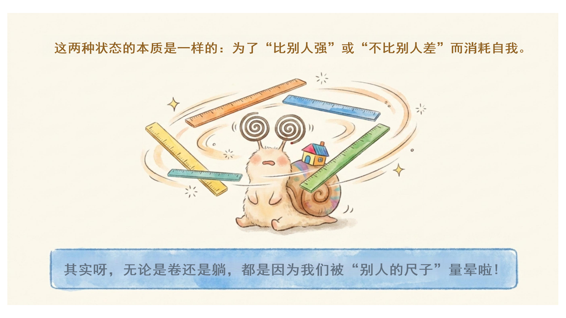 成长教育主题班会PPT模板 卷与躺之外的第三条路 寻找自己 课件素材预览图5