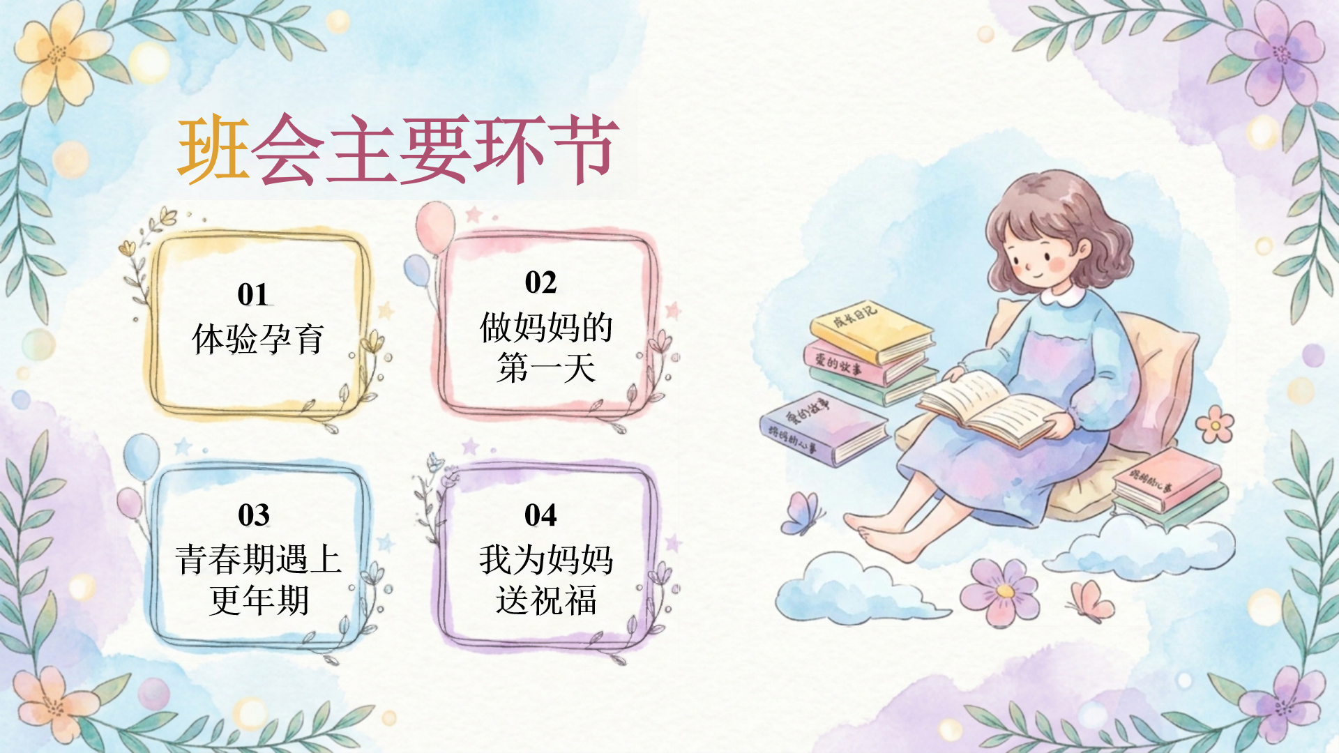 主题班会PPT模板 成长路上的碰撞与理解 主题班会PPT课件素材预览图2